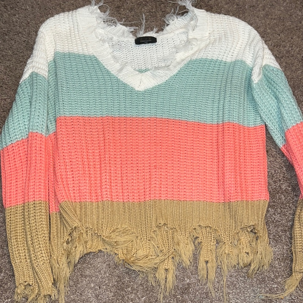 Crop Frayed Sweater - Lightweight